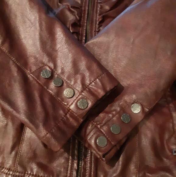 1X MBLM Faux Leather Collarless Ruched Jacket - Picture 9 of 16